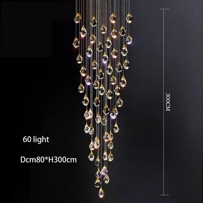 Modern gold elegant crystal chandelier with 60 faceted clear and gold-toned crystals by Decorbites elegant crystal