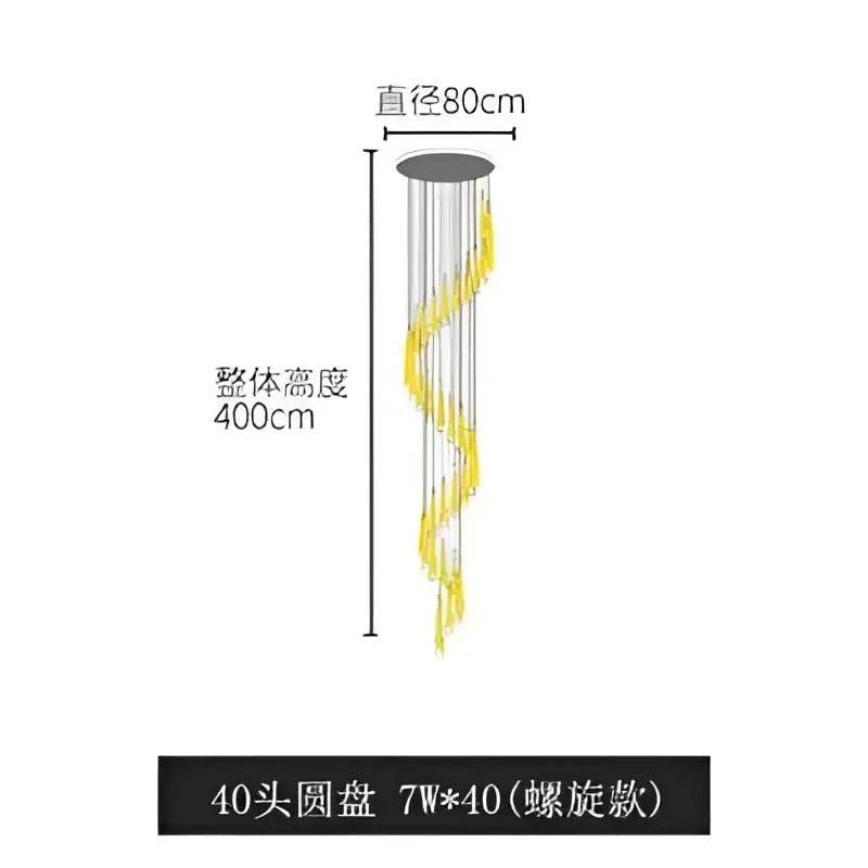 A modern gold elegant led ring chandelier with 40 golden-yellow led lights in a spiral design for living room decorbites