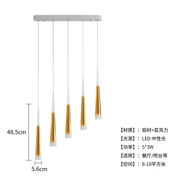 Modern gold elegant led ring chandelier pendant light with five tapered shades on aluminum and acrylic mount for living room decorbites elegant led