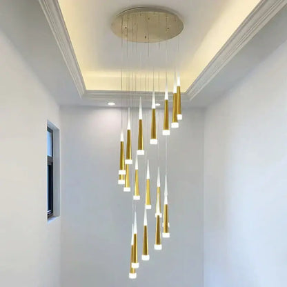 Modern gold elegant led ring chandelier with sleek tapered cylindrical lights for living room decorbites elegant led lighting