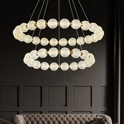 Modern gold elegant pearl necklace chandelier with frosted glass spheres and metal accents for living room decorbites elegant pearl