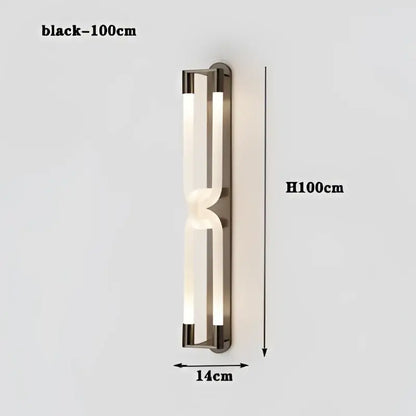 Black modern wall sconce with sleek minimalist design and two vertical led tubes for elegant wall mounted light decorbites