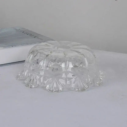 Modern gold faceted clear glass wall lamp with intricate floral patterns and scalloped edge for bedroom wall light