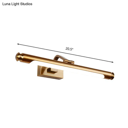 Modern gold finish tubed wall sconce led vanity light with brass finish and minimalist 20.5 inch length design