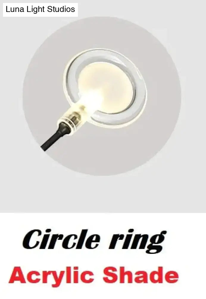 Modern gold firefly tree branch led wall light with clear acrylic circle ring light and warm glow black cord