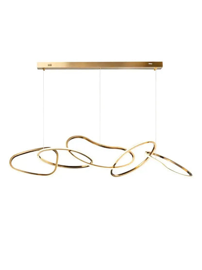 Modern gold flowing ring led decorbites elegant chandelier features interconnected circular rings for dining bar lighting