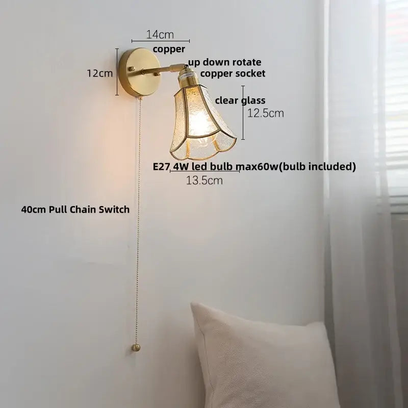 Modern gold fluted glass led wall sconce with copper finish clear glass shade and e27 led bulb decorbites led wall sconce