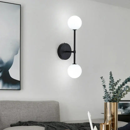 Black led wall sconce with two frosted glass globe shades modern gold frosted glass led wall bedroom lighting