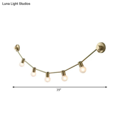 Modern gold frosted glass wall light brass sconce with five exposed bulb base lights for 110v 240v use