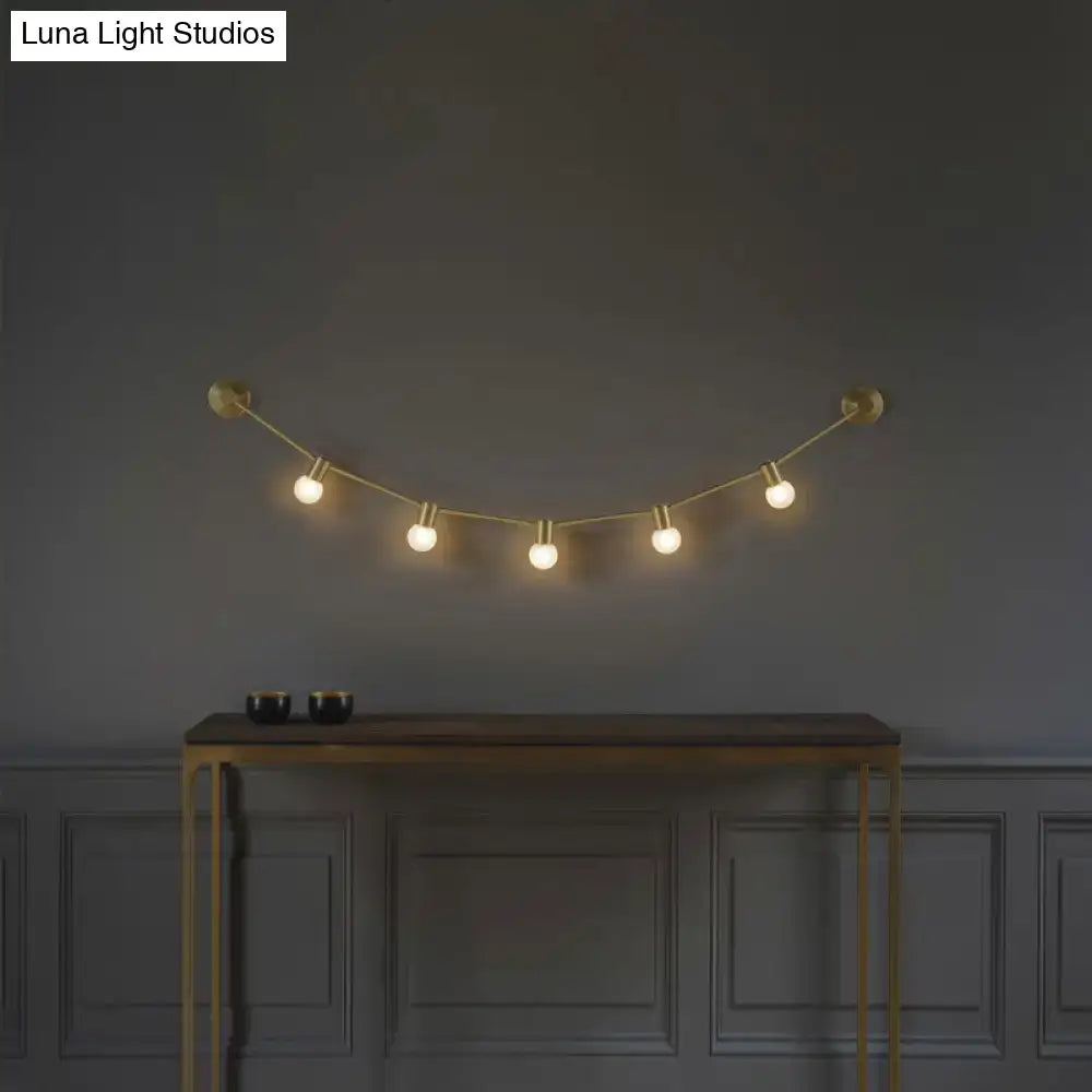 Modern gold wall light with five frosted glass spherical bulbs bulb base supporting 110v 220v-240v use