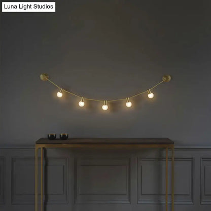 Modern gold wall light with five frosted glass spherical bulbs bulb base supporting 110v 220v-240v use