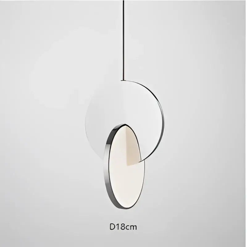 Modern gold geometric circle pendant light with overlapping chrome rim and frosted glass discs for dining room decorbites geometric circle