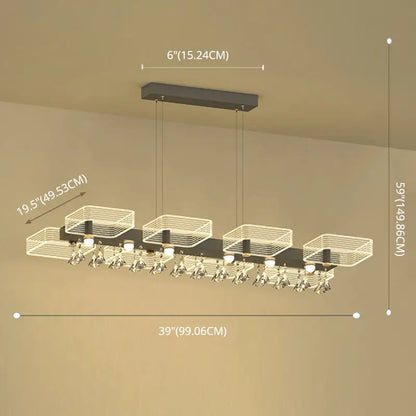Modern gold geometric cube chandelier with sleek black metal frame 110v-120v fixture width features illuminated baskets