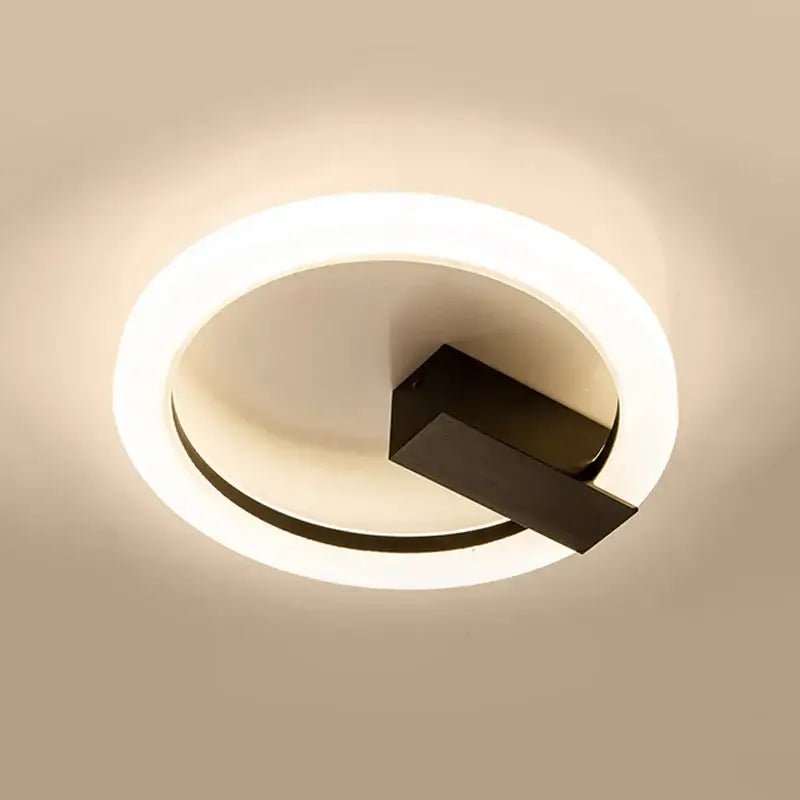 Modern gold geometric led ceiling light with warm white illuminated ring and black fixture for bedroom decorbites led ceiling