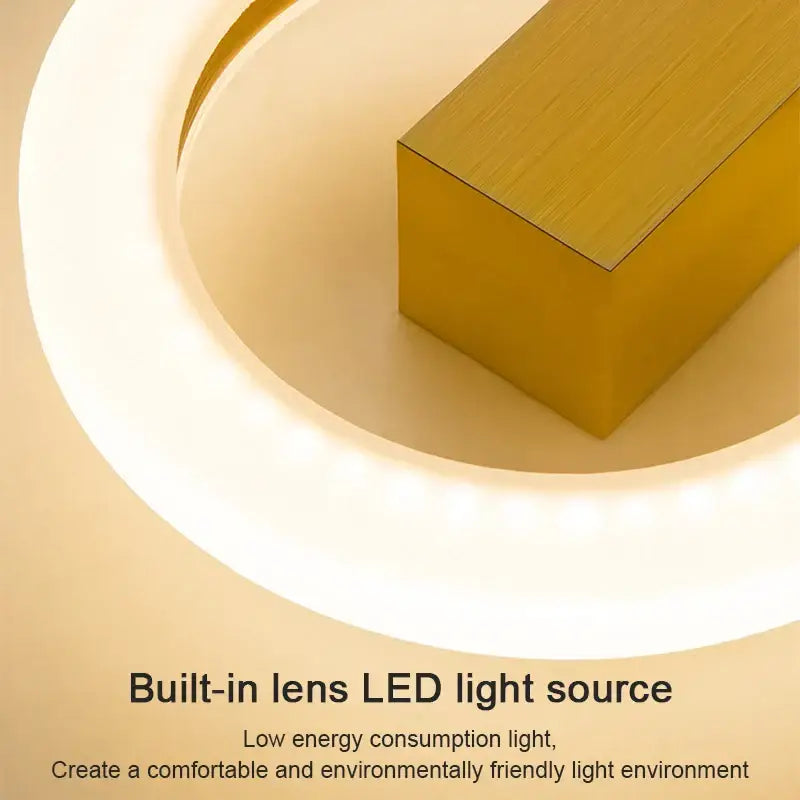 Modern gold geometric led ceiling light with brushed metal surface and integrated circular lighting ring for decorbites led ceiling
