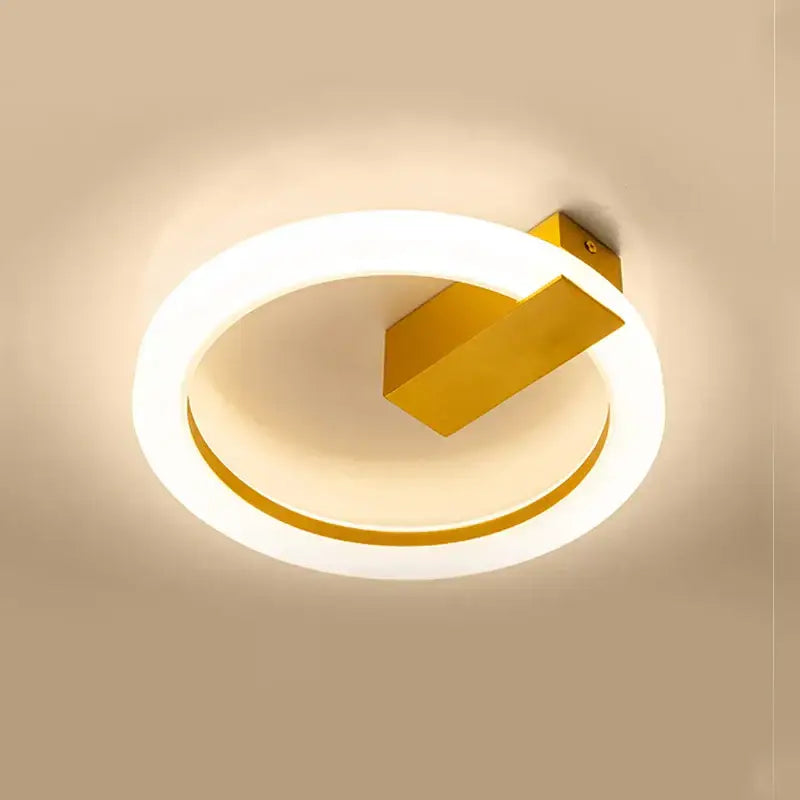 Modern gold geometric led ceiling light with warm white led ring and metal bracket for bedroom and living room decorbites ceiling light