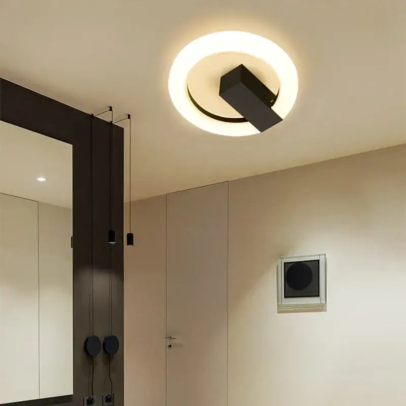 Modern black and white circular led ceiling light with sleek geometric design for bedroom and living room decorbites led ceiling