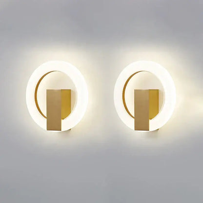 Modern gold geometric led ceiling light with circular wall sconces and glowing white ring for bedroom decorbites led ceiling