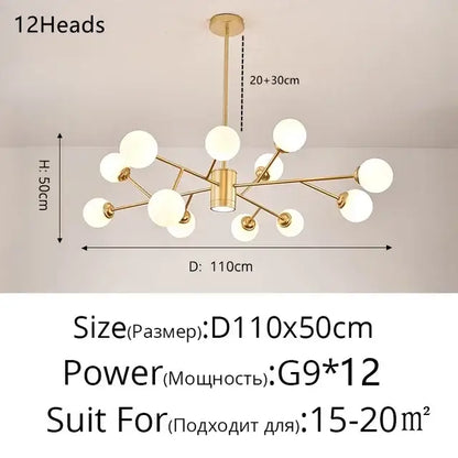 Modern gold glass ball chandelier with twelve frosted glass globes ball modern branch for living room decorbites glass ball