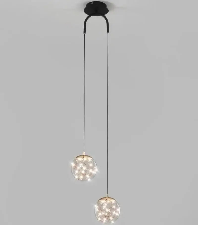 Modern black pendant light with two warm white led glass balls decorbites glass ball dual head for bedroom decor