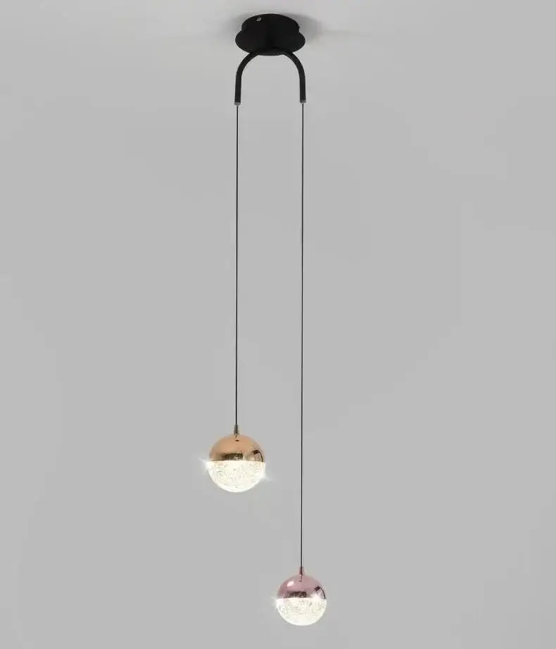 Modern gold glass ball dual head pendant light with rose gold and copper glass ball dual shades for bedroom decorbites pendant light