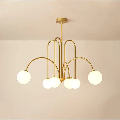 Modern gold glass ball led chandelier with six frosted glass globes for dining room decorbites glass ball lighting