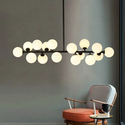 Modern black metal chandelier with multiple frosted glass ball led bulbs for kitchen and dining room decorbites glass ball