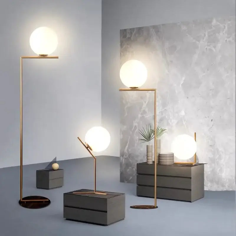Modern gold glass ball led chandelier light living room floor lamp with spherical glass shades for elegant decorbites decor