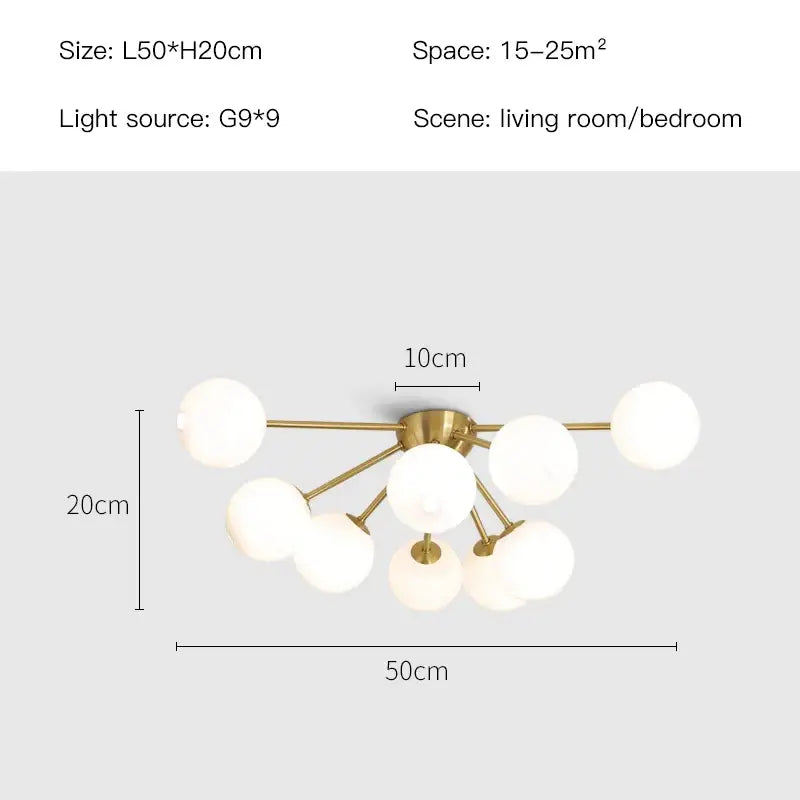 Modern gold glass ball led chandelier with frosted glass globe bulbs for living room led ceiling decorbites glass ball light