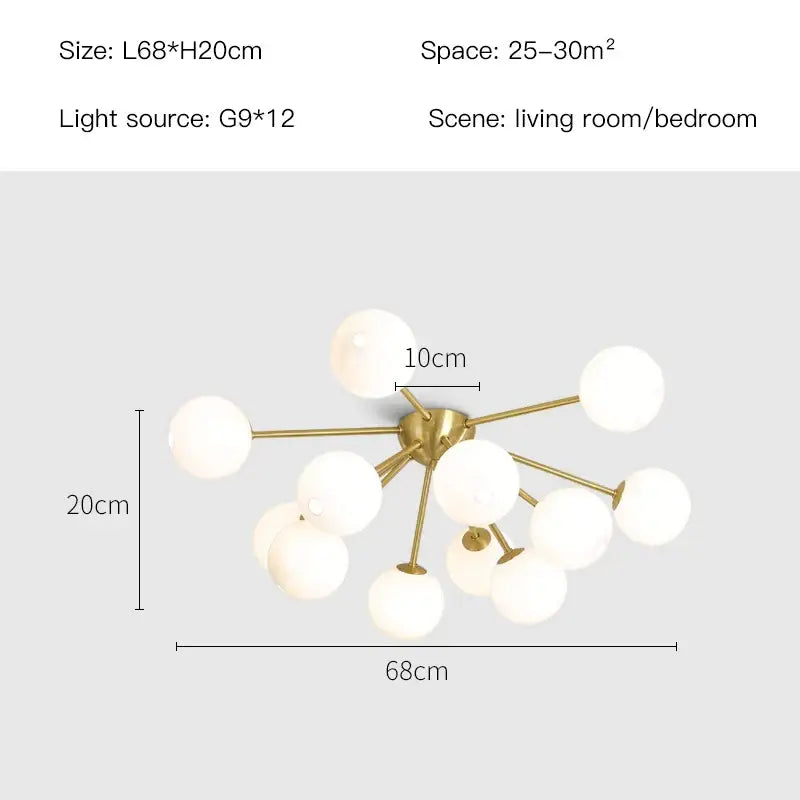 Modern gold glass ball led chandelier with frosted globe shades for living room led ceiling decorbites glass ball lighting