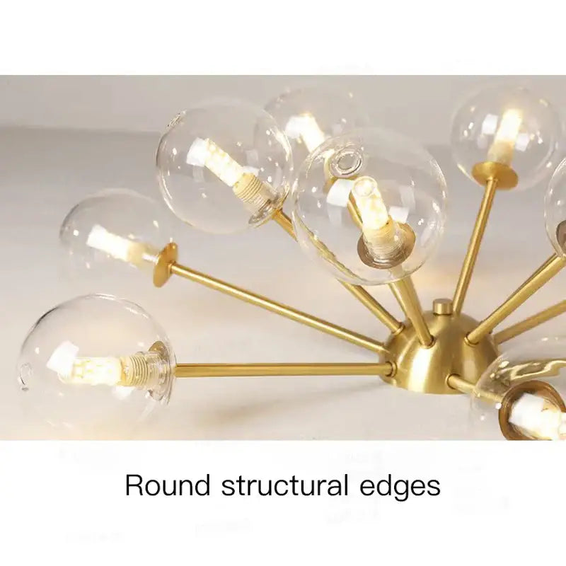 Modern gold glass ball led chandelier with clear glass globe bulbs and round edges for elegant led ceiling decorbites glass ball lighting