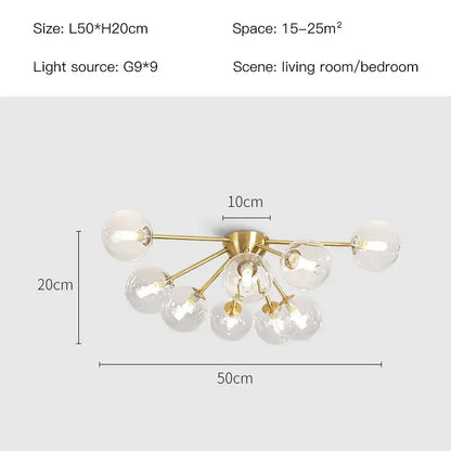 Modern gold glass ball led chandelier with multiple clear glass globe bulbs for elegant living room led ceiling decorbites glass ball
