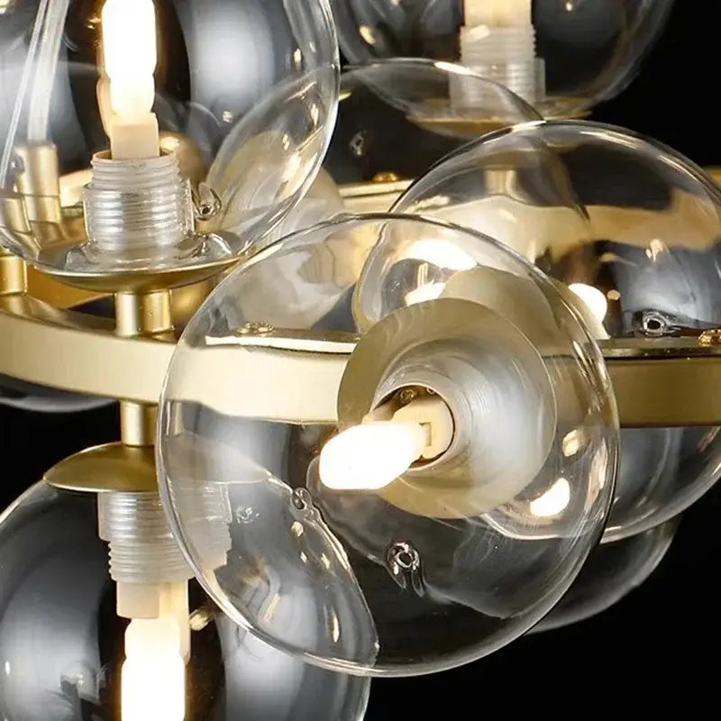 Modern gold glass ball led chandelier with clear glass globe shades and brass pendant lights for living room decorbites glass ball