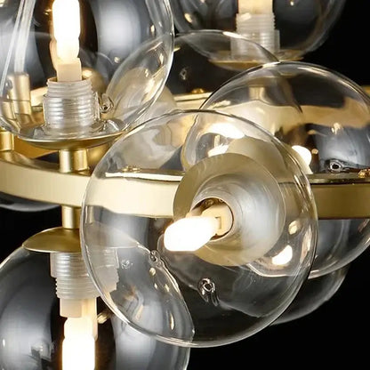 Modern gold glass ball led chandelier with clear glass globe shades and brass pendant lights for living room decorbites glass ball