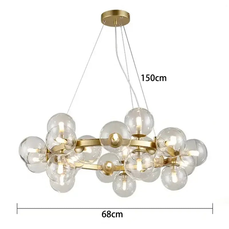 Modern gold glass ball led chandelier pendant lights with clear glass spheres and gold-toned metal frame for living room decorbites glass ball