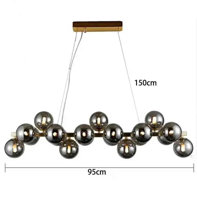 Modern gold glass ball led chandelier with gold-toned metal frame and smoked glass spheres for pendant lights decorbites glass ball