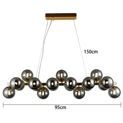 Modern gold glass ball led chandelier with gold-toned metal frame and smoked glass spheres for pendant lights decorbites glass ball