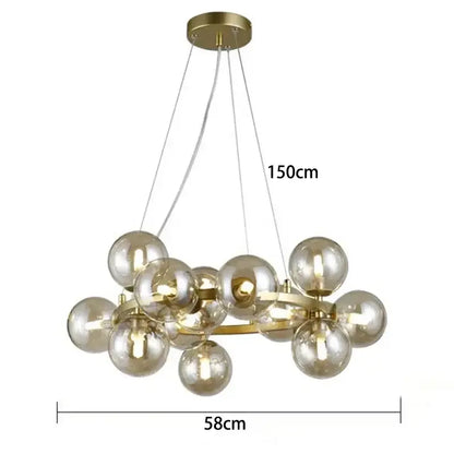 A modern gold pendant light with brass frame and smoked glass ball led bulbs for living room decorbites decor