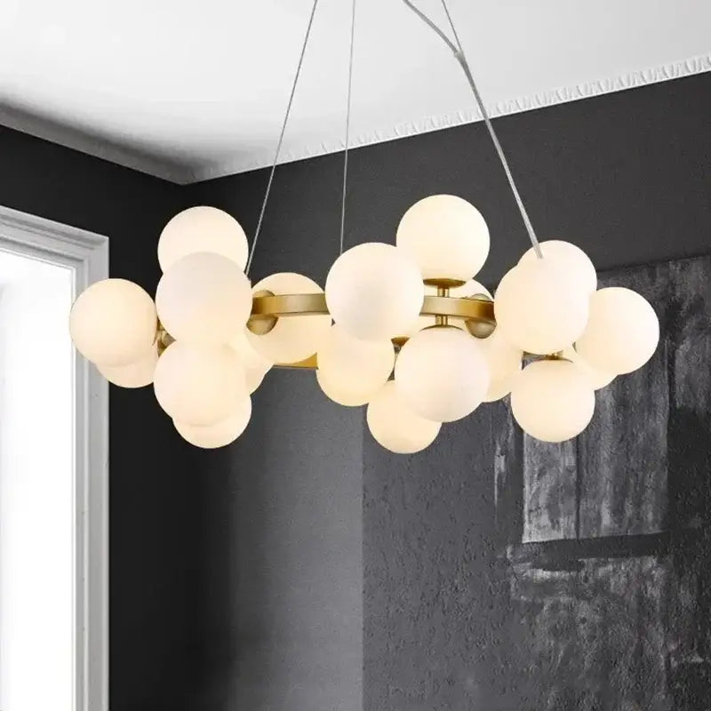 Modern gold glass ball led chandelier with frosted glass globe bulbs and brass arms pendant lights for living room decorbites glass ball