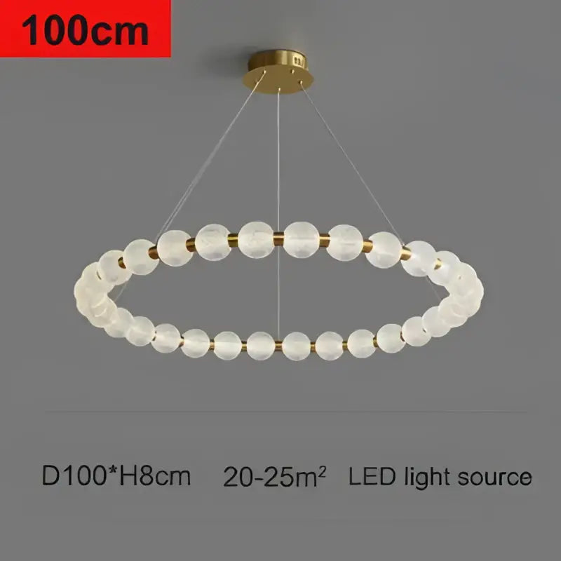 Modern gold glass ball led chandelier with clear spherical beads arranged in a circular ring for living room decorbites glass ball