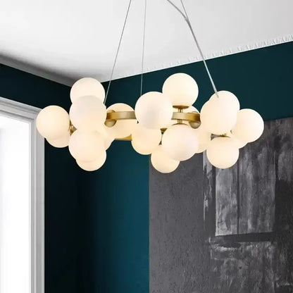 Modern gold glass ball led chandelier with frosted glass spheres and metal frame for living room pendant lights decorbites glass ball