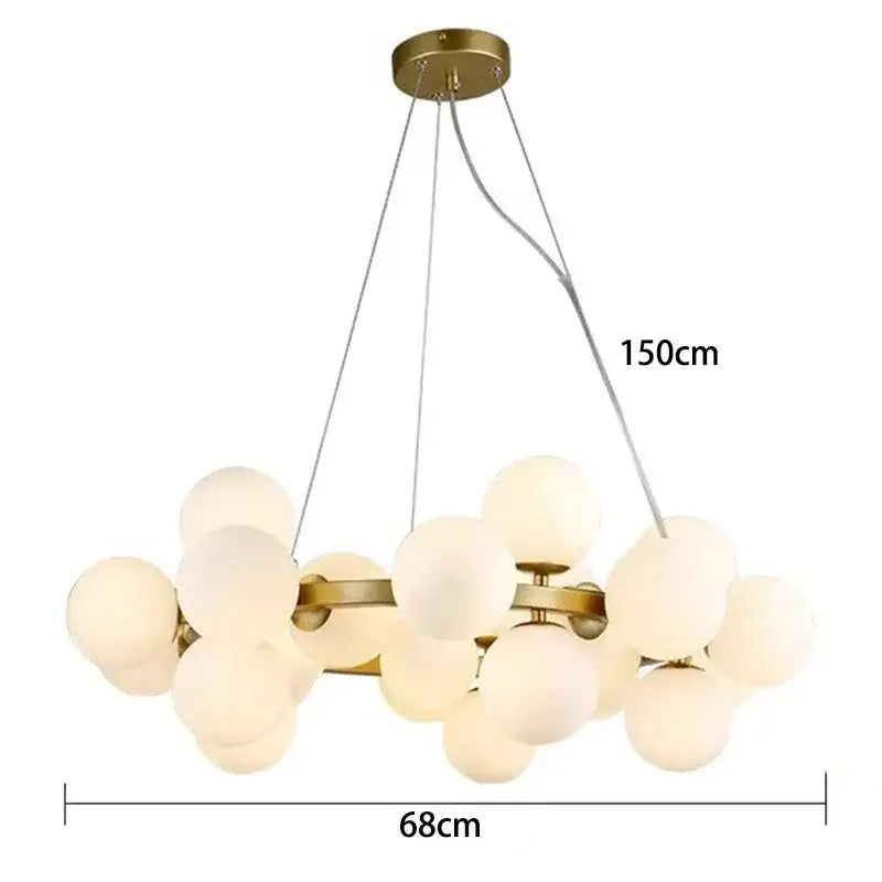 Modern gold glass ball led chandelier with brass metal frame and frosted glass globes pendant lights for living room decorbites glass ball