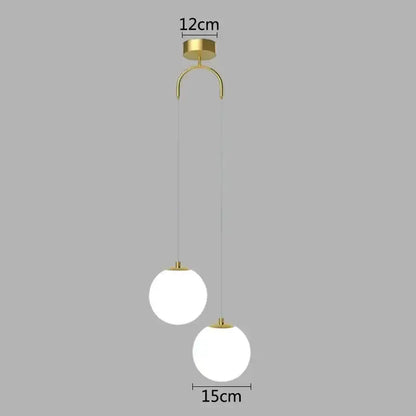 Modern gold glass ball led pendant chandelier with two spherical white glass shades for bedroom decorbites pendant chandelier