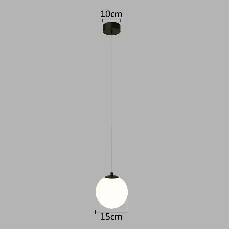Minimalist black-finished pendant chandelier with frosted white glass ball led for modern bedroom decorbites lighting