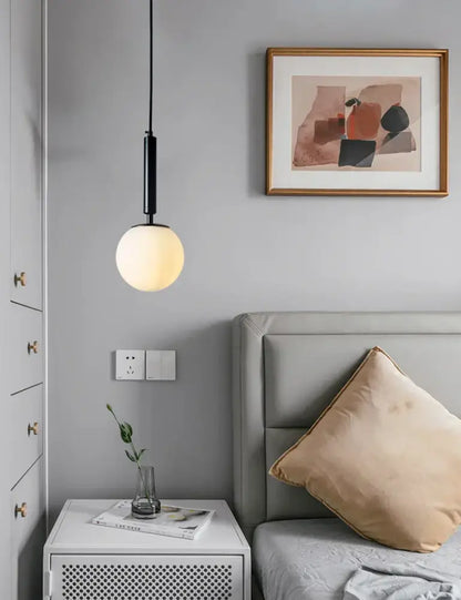 Modern black pendant light with frosted glass globe decorbites glass ball led pendant light for stylish bedroom decor