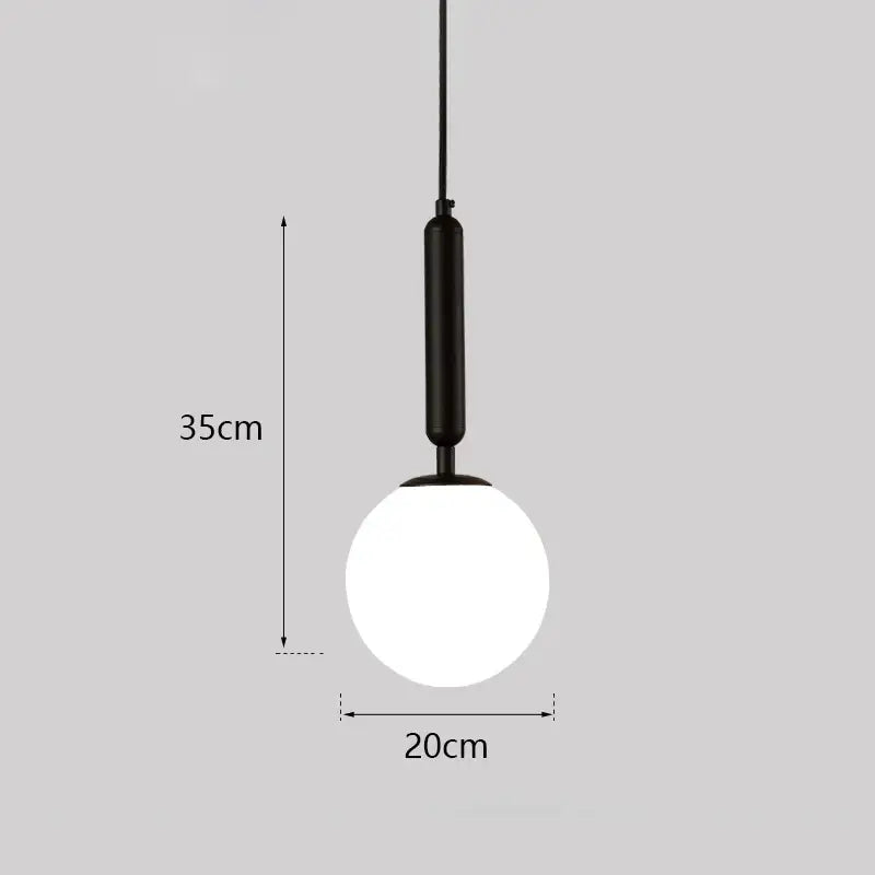 Black pendant light with spherical frosted glass globe and matte metal fixture for modern decorbites glass ball led lighting
