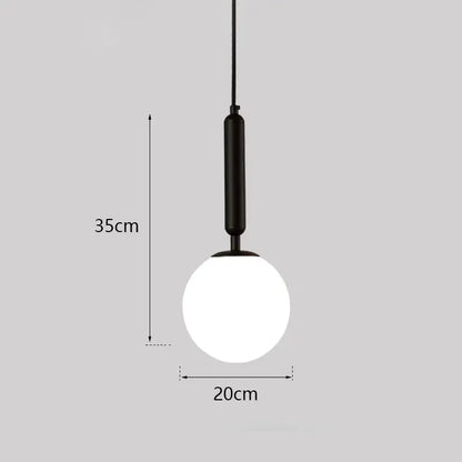 Black pendant light with spherical frosted glass globe and matte metal fixture for modern decorbites glass ball led lighting
