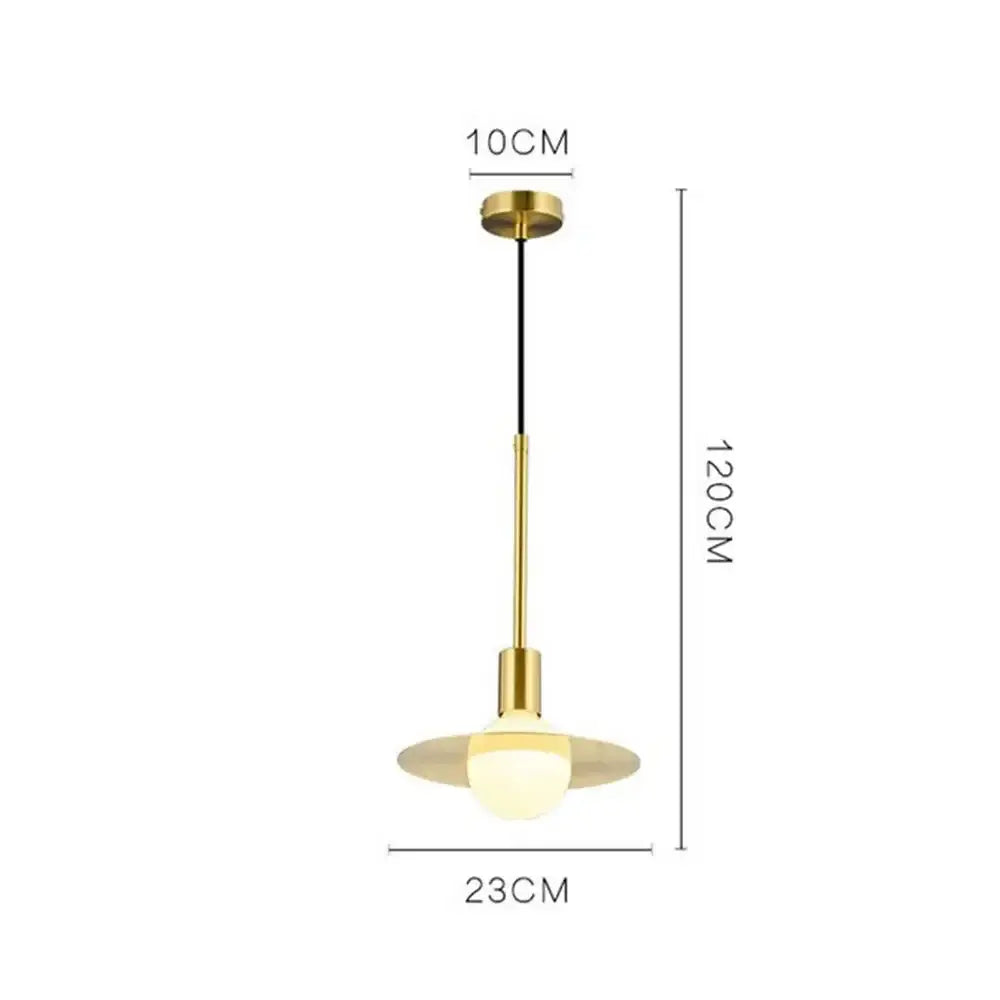 Modern gold glass ball led pendant light with frosted glass globe and flat disc shade for dining room decorbites pendant light
