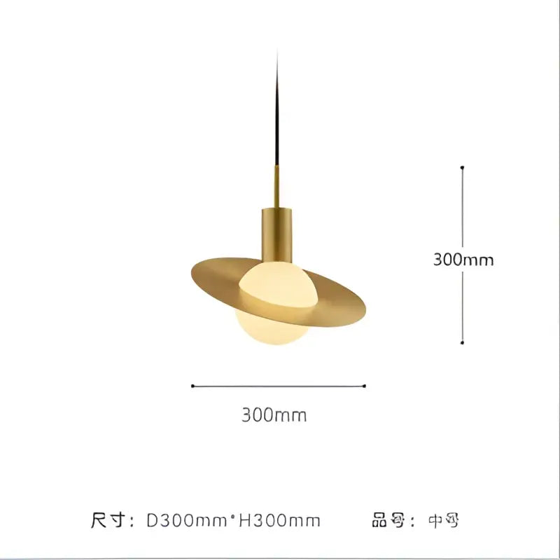 Modern gold glass ball led pendant light featuring a spherical glass bulb and circular metallic ring for dining room decorbites