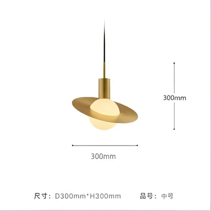 Modern gold glass ball led pendant light featuring a spherical glass bulb and circular metallic ring for dining room decorbites